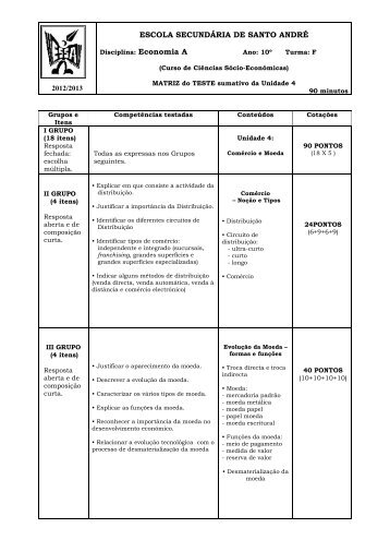 Teste nº 4 - Escola Secundária de Santo André