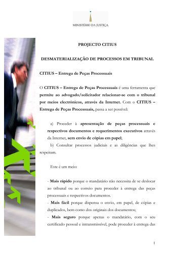 PROJECTO CITIUS DESMATERIALIZAÇÃO DE ... - DGPJ