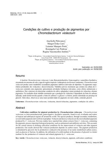 Condições de cultivo e produção de pigmentos por ...