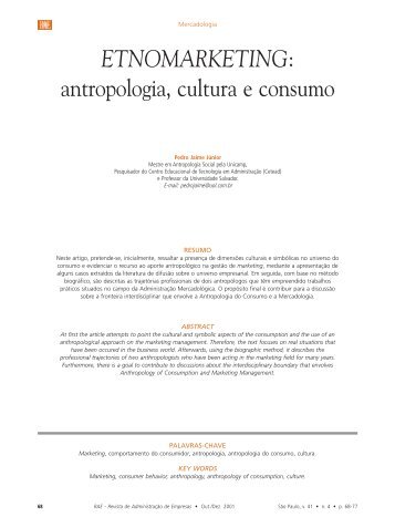 ETNOMARKETING: antropologia, cultura e consumo