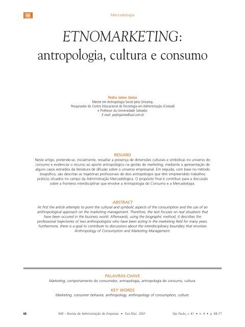 ETNOMARKETING: antropologia, cultura e consumo