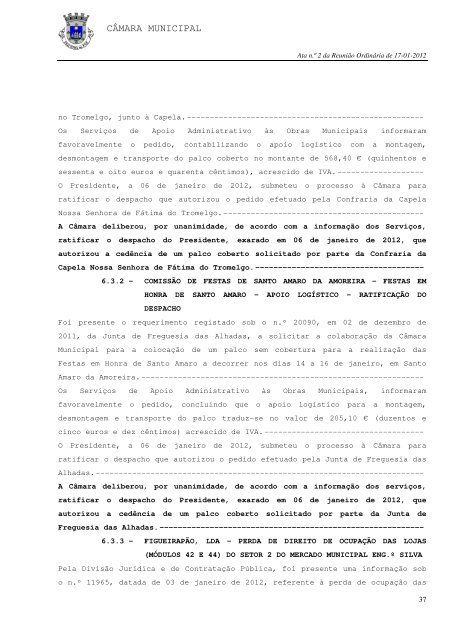 ATA N.º 2/2012 REUNIÃO ORDINÁRIA DE 17-01-2012