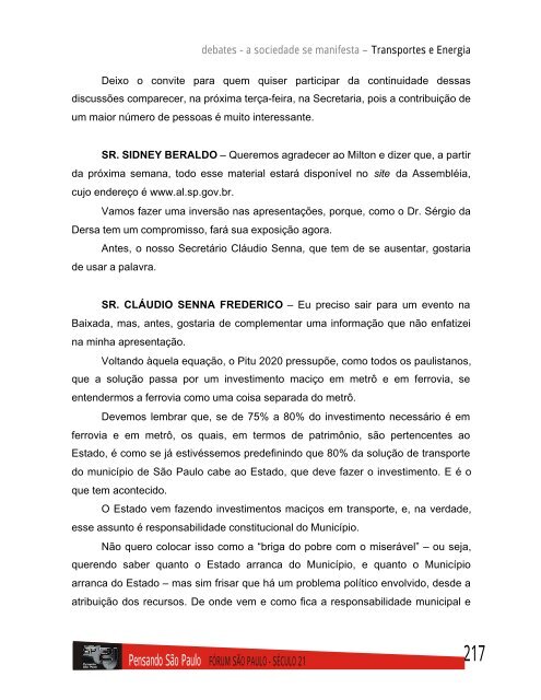 Transporte e Energia - Assembleia Legislativa do Estado de São ...