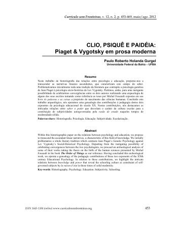 Clio, Psiquê e Paidéia - Currículo sem Fronteiras