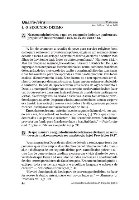 Mordomia Cristã (II) - Adventistas do 7º Dia - Movimento de Reforma