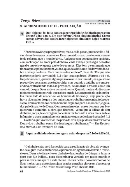 Mordomia Cristã (II) - Adventistas do 7º Dia - Movimento de Reforma