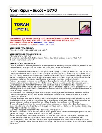 Yom Kipur - Sucót – 5770 TORAH –M@IL - torah mail