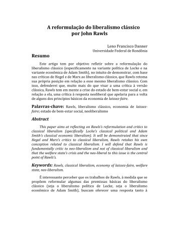 A reformulação do liberalismo clássico por John Rawls - Fundamento