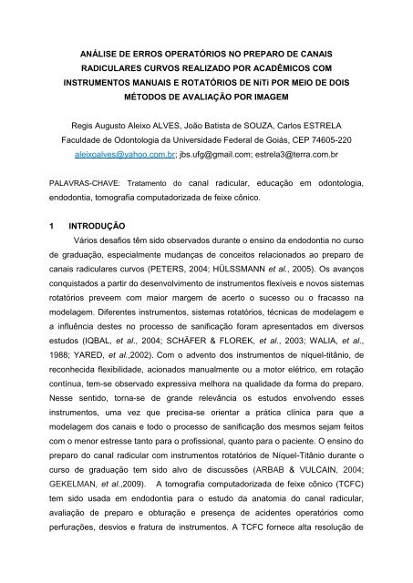 análise de erros operatórios no preparo de canais radiculares ...