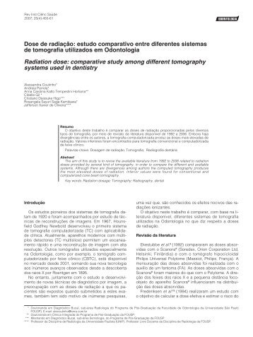 Dose de radiação: estudo comparativo entre diferentes ... - Unip