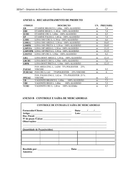 Implantação de um sistema de controle de estoques em uma ... - aedb