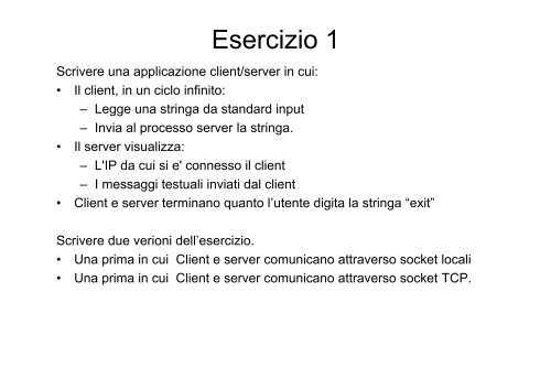 Esercizi su socket - Infn