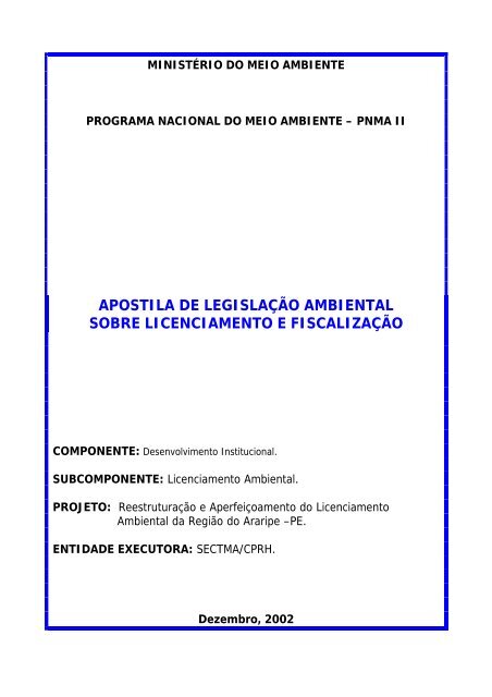 apostila de legislação ambiental sobre licenciamento e - CPRH