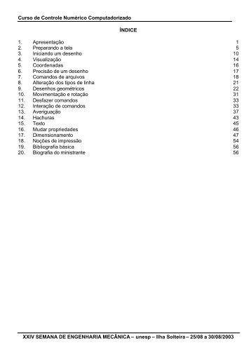 Curso de Controle Numérico Computadorizado XXIV SEMANA DE ...