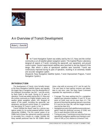 An Overview of Transit Development - Johns Hopkins APL Technical ...