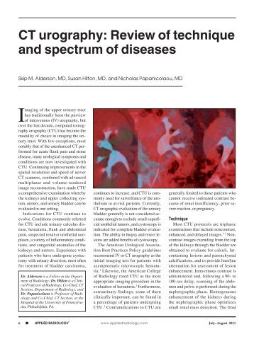 CT urography: Review of technique and spectrum of - Applied ...