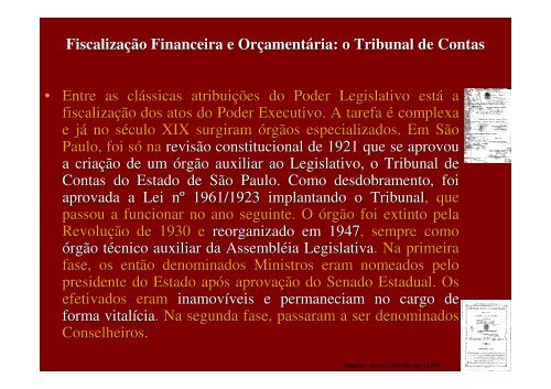 Aula 11 - História do Legislativo - Assembleia Legislativa do Estado ...