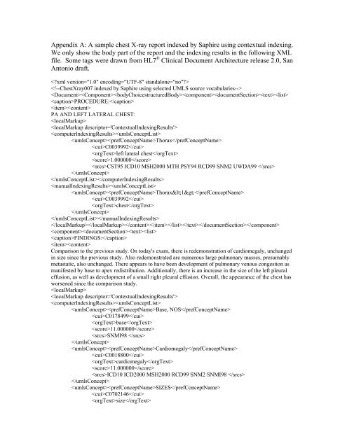 Appendix A: A sample chest X-ray report indexed by Saphire using ...