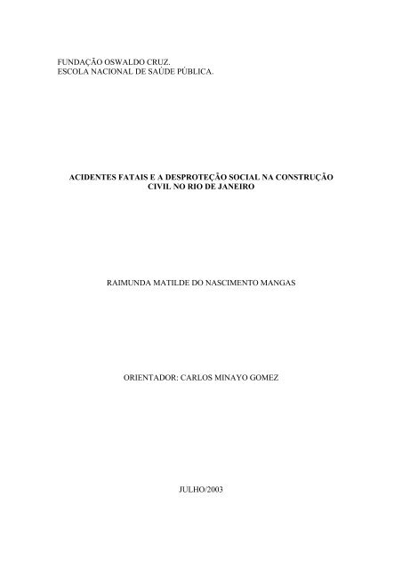 acidentes fatais e a desproteção social na ... - Arca - Fiocruz