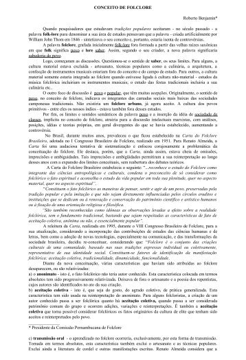 CONCEITO DE FOLCLORE - Unicamp