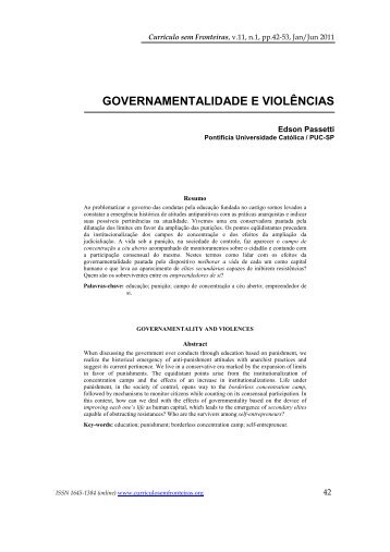 Governamentalidade e violência - Currículo sem Fronteiras