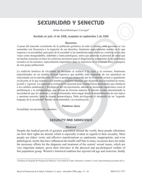 SEXUALIDAD Y SENECTUD - Hacia la Promoción de la Salud ...