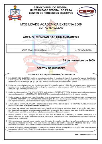 Ciências da Humanidade II - Ceps - Universidade Federal do Pará