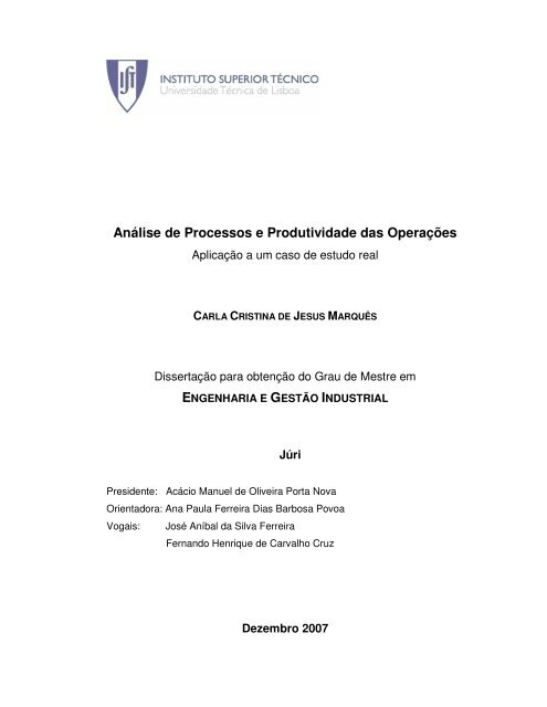 Análise de Processos e Produtividade das Operações