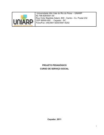 projeto pegagógico do curso 2011 com cópia para - Uniarp