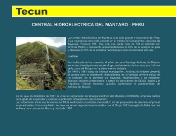 CENTRAL HIDROELECTRICA DEL MANTARO - PERU - Tecun