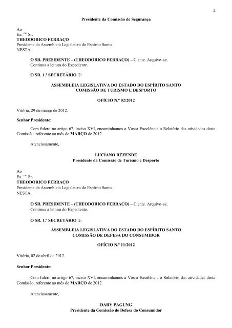 vigésima terceira sessão ordinária da segunda sessão legislativa ...