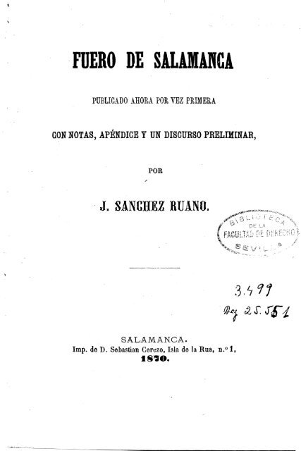 Fuero de Salamanca - Universidad de Sevilla