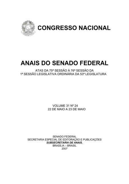 CONGRESSO NACIONAL ANAIS DO SENADO FEDERAL