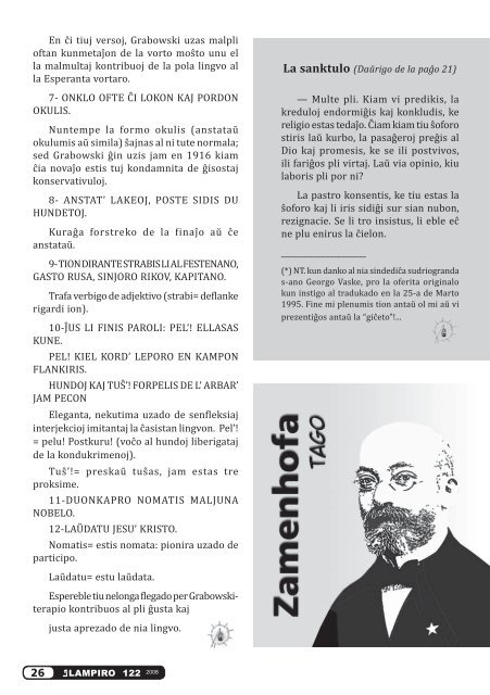 La sanktulo - Associação Paulista de Esperanto