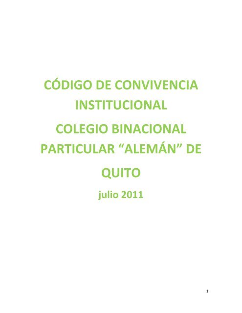 Codigo De Convivencia Colegio Aleman Quito