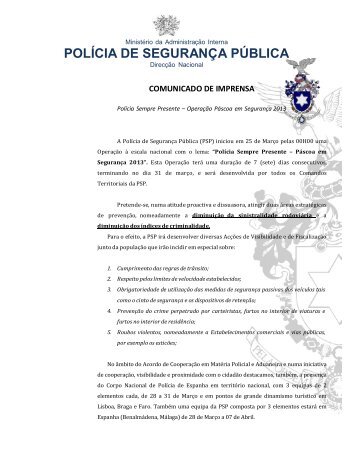 POLÍCIA DE SEGURANÇA PÚBLICA - PSP