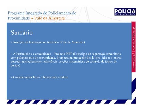 Projecto de intervenção do Policiamento de Proximidade no Vale da ...