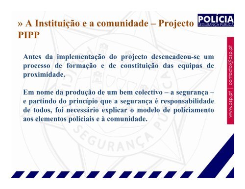 Projecto de intervenção do Policiamento de Proximidade no Vale da ...