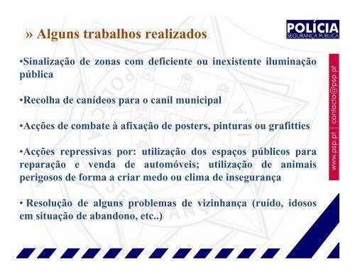 Projecto de intervenção do Policiamento de Proximidade no Vale da ...