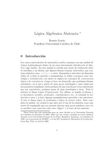 Lógica Algebraica Abstracta ∗ - Facultad de Matemáticas. Pontificia ...