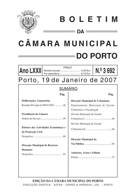 boletim 3692 - Câmara Municipal do Porto