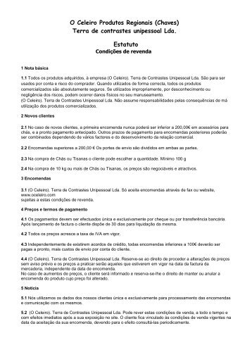 CONDIÇÕES DE PAGAMENTO 1 - O Celeiro - Produtos Regionais