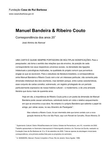 Manuel Bandeira & Ribeiro Couto - Fundação Casa de Rui Barbosa