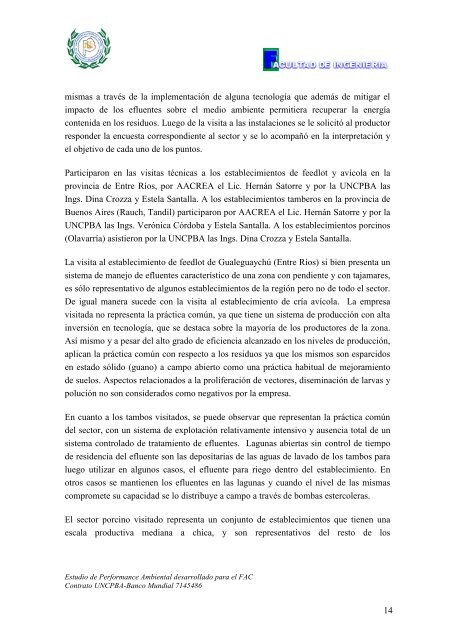 Informe realizado por la Universidad Nacional del Centro