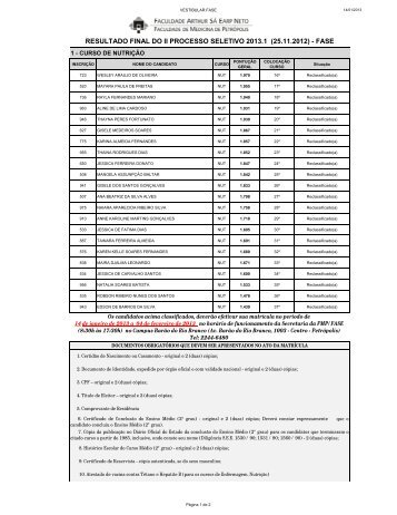 reclassificação - processo seletivo - prova -25.11.12