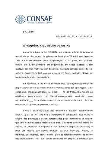 A FREQÜÊNCIA E O ABONO DE FALTAS - Cursosconsae.com.br