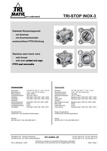 TRI-STOP INOX-3 - TRI-MATIC