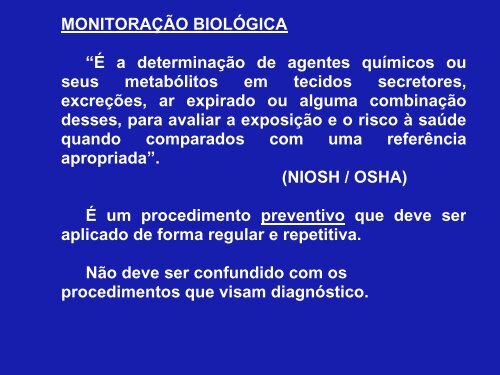 Monitoramento biológico para avaliação de risco ocupacional: da ...