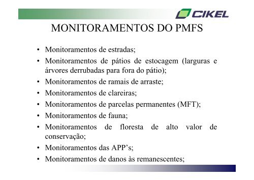 CIKEL Aprovação, controle e monitoramento de PMFS Josué ...