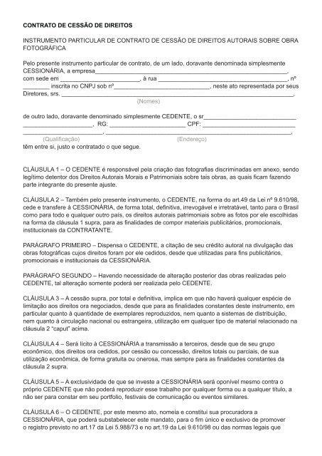 Modelo Contrato Contrato De CessÃo De Ponto Comercial